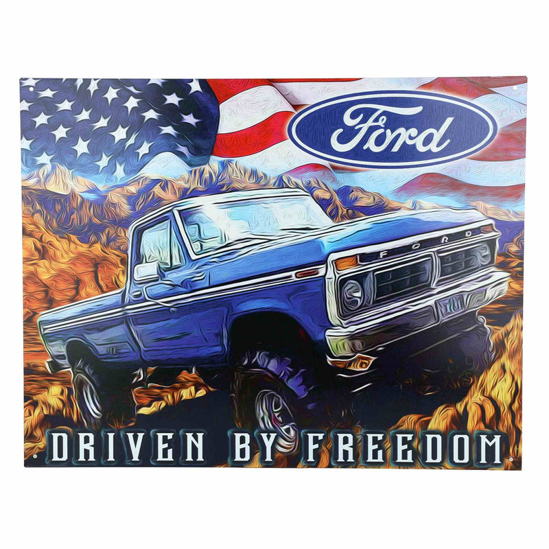 Ford Driven By Freedom Artwork Tin Sign 16" x 12.5"