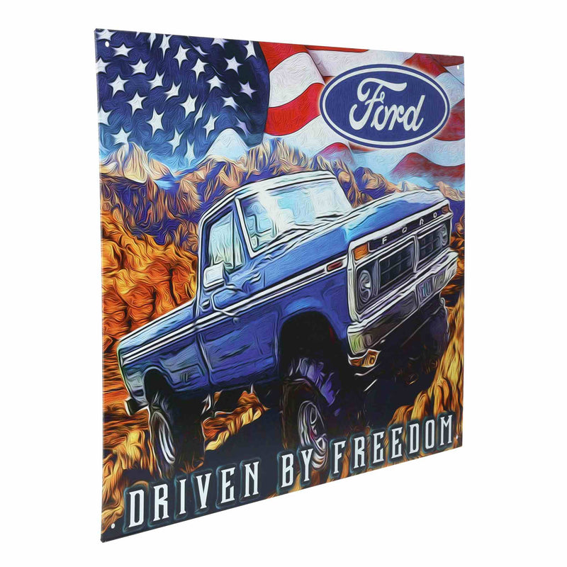Ford Driven By Freedom Artwork Tin Sign 16" x 12.5"