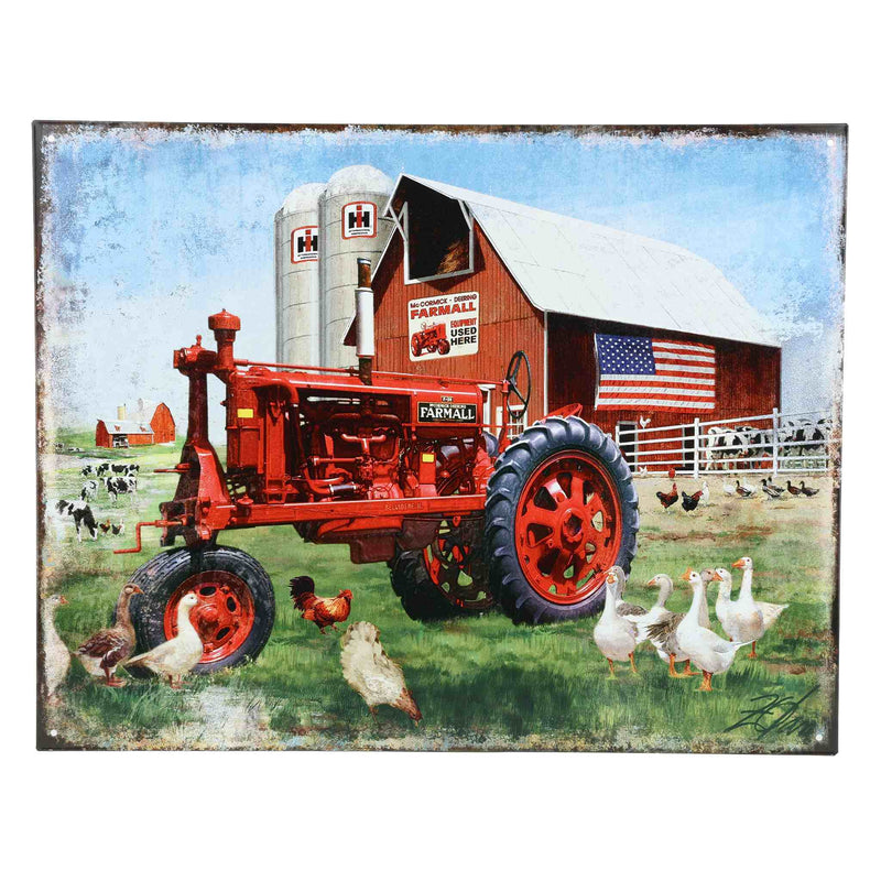 IH McCormick-Deering Farmall F-20 Barn Scene 16" x 12.5" Tin Sign