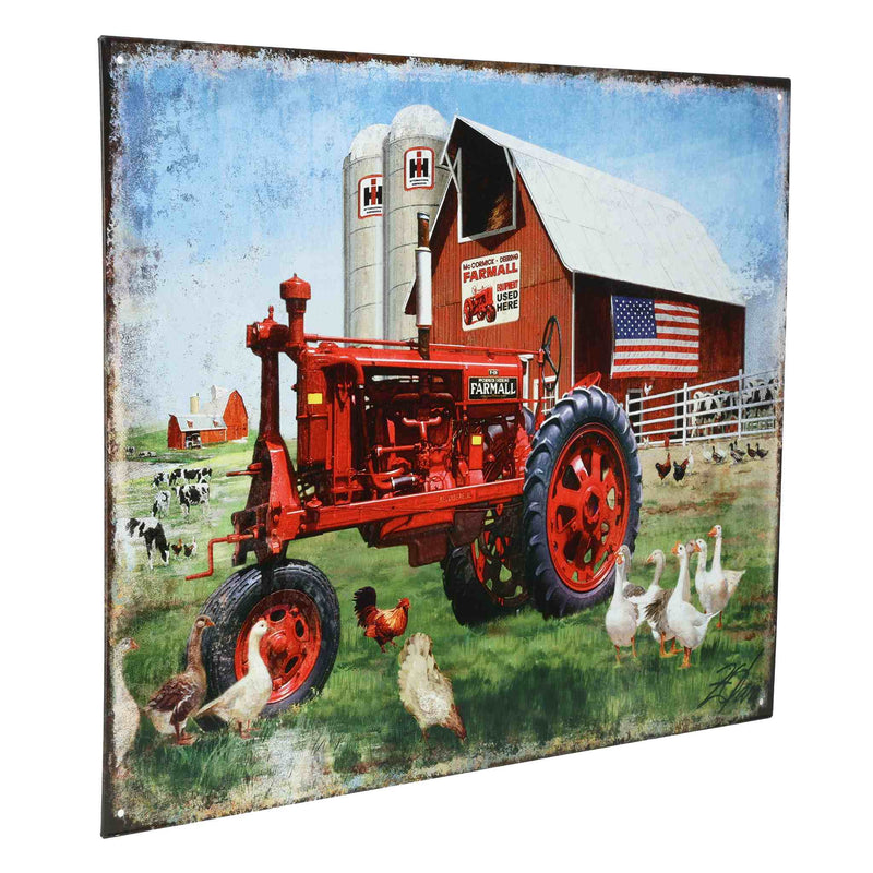 IH McCormick-Deering Farmall F-20 Barn Scene 16" x 12.5" Tin Sign