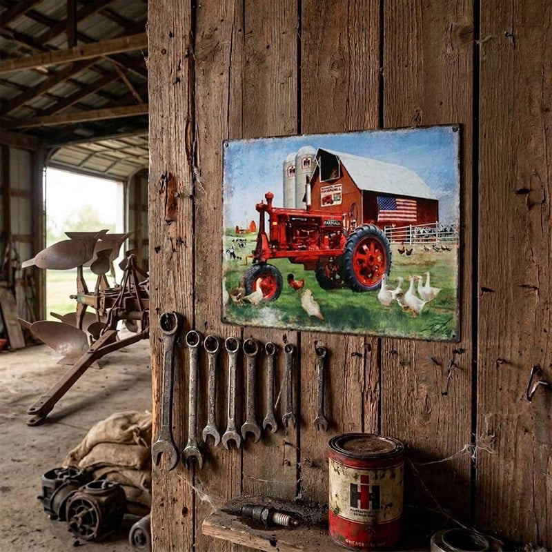 IH McCormick-Deering Farmall F-20 Barn Scene 16" x 12.5" Tin Sign