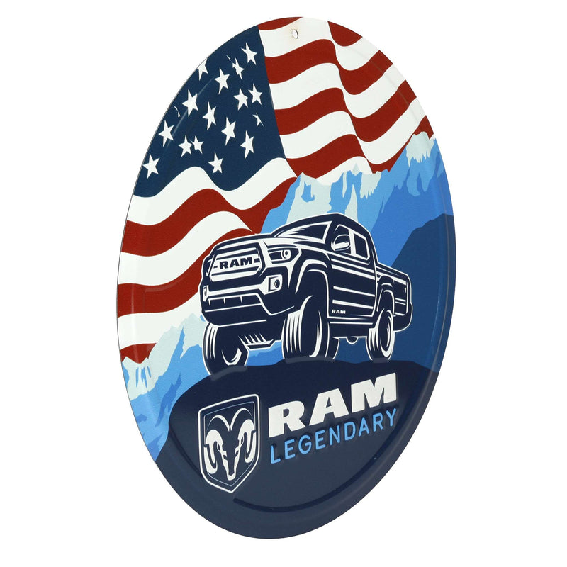 Dodge RAM Legendary Embossed 11.75in Round Tin Sign
