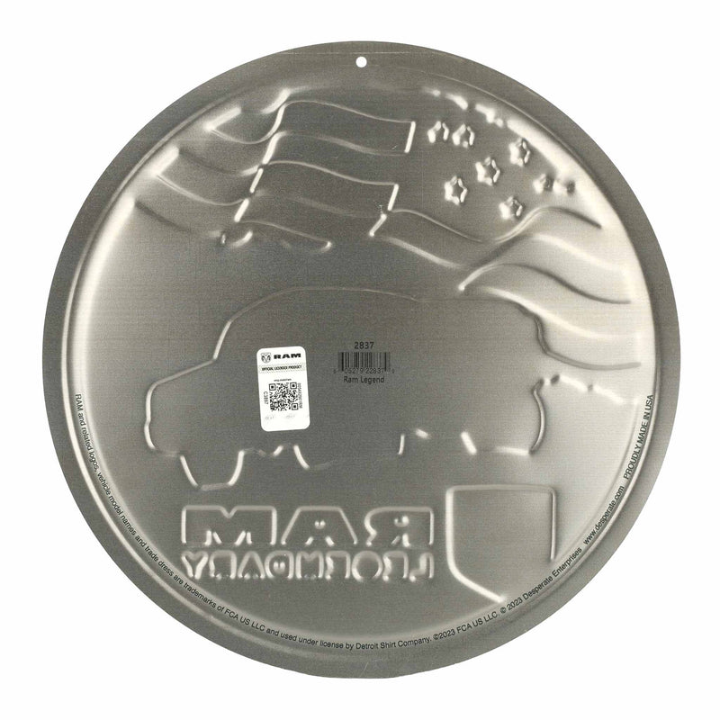 Dodge RAM Legendary Embossed 11.75in Round Tin Sign