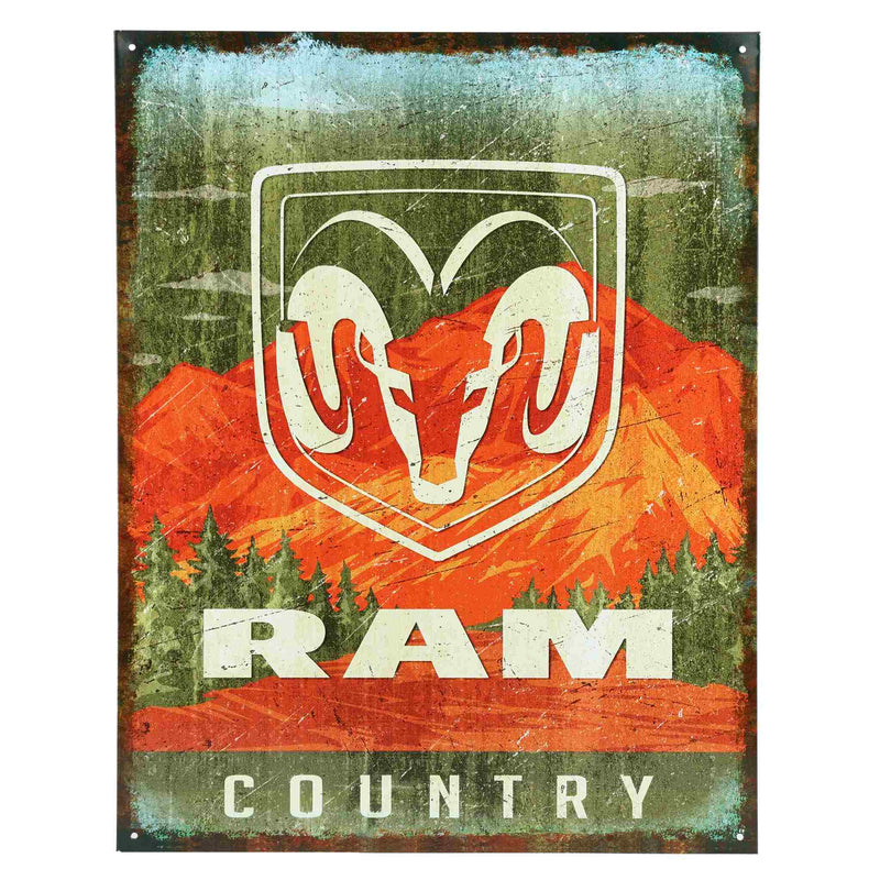 Dodge RAM Country Mountain Scene 16" x 12.5" Tin Sign