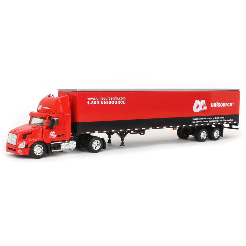 1/64 Red Unisource Semi Truck with Box Trailer