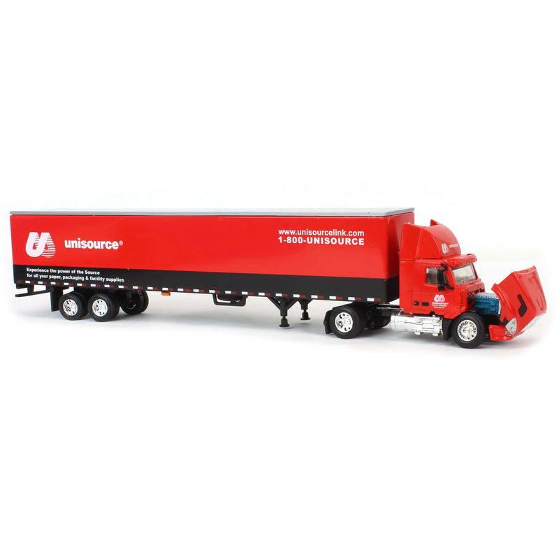 1/64 Red Unisource Semi Truck with Box Trailer