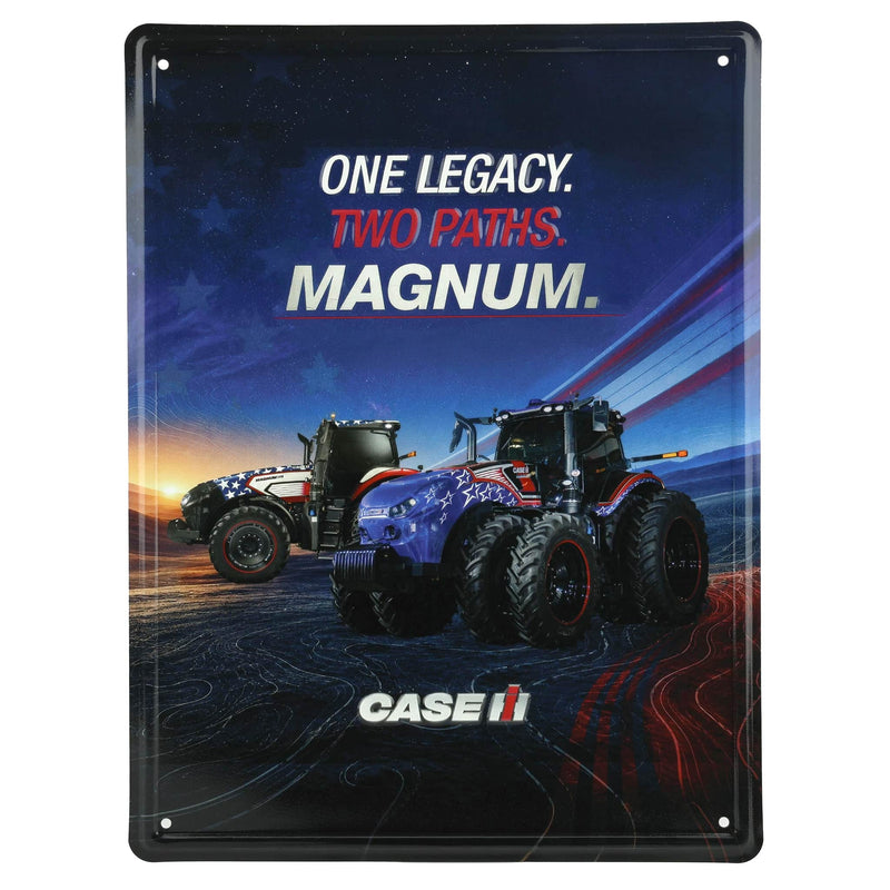 Case IH Magnum "One Legacy. Two Paths. Magnum." Embossed Tin Sign 12in x 16in
