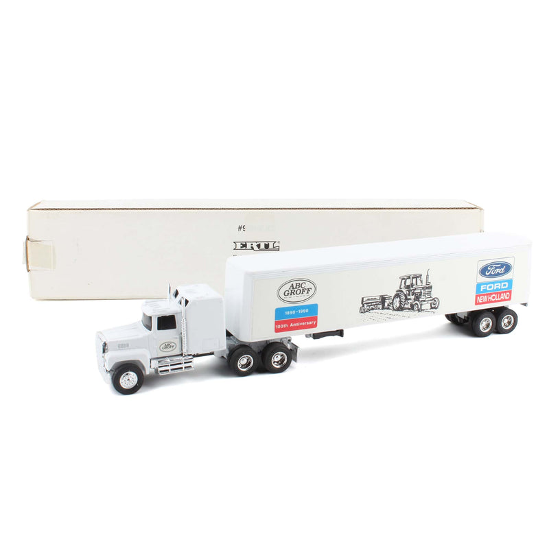 1/64 Ford LTL-9000 with Sleeper & Trailer by ERTL, ABC Groff Ford New Holland 100 Years