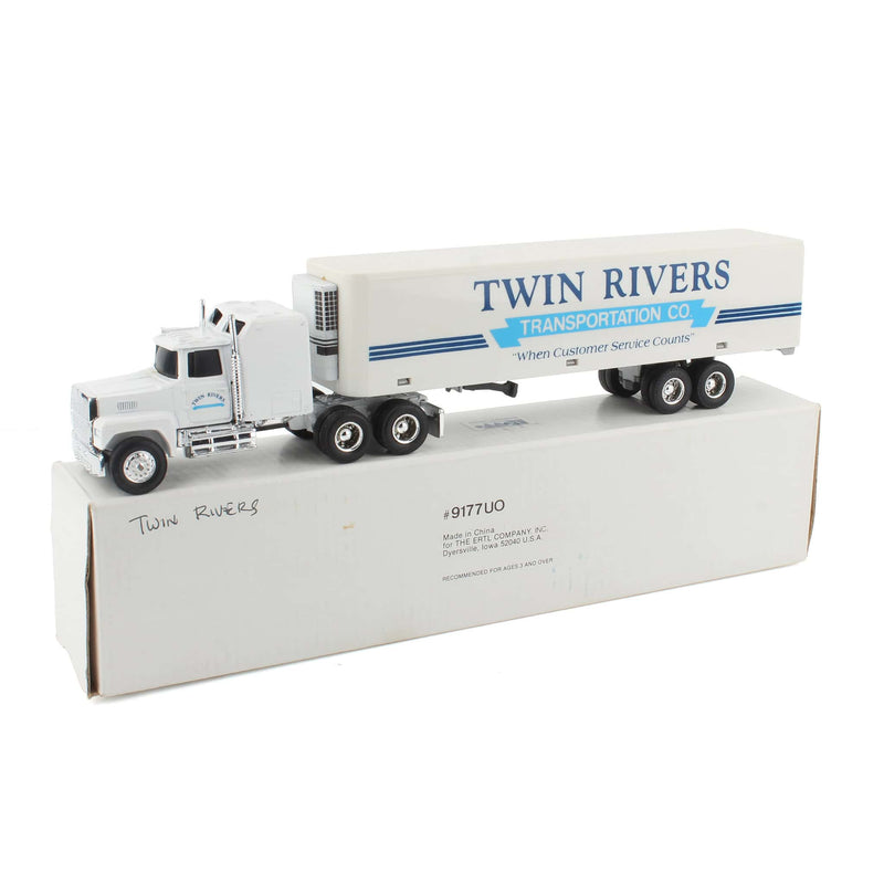 1/64 Ford LTL-900 with Sleeper Semi Truck & Trailer, Twin Rivers Transportation Co Deco by ERTL