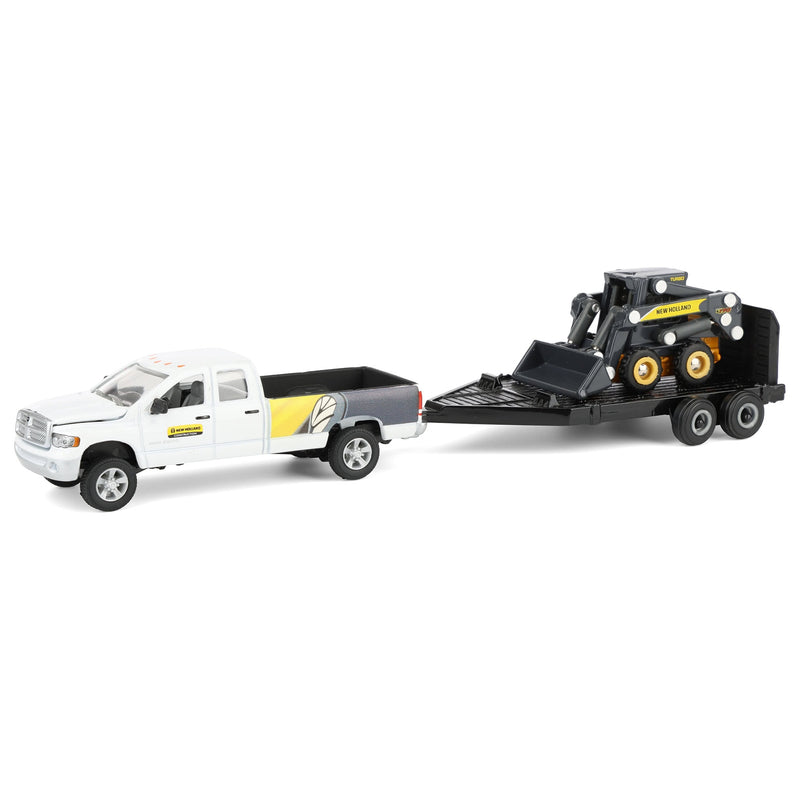 1/64 Dodge Pickup Truck with Trailer & New Holland L170 Skid Steer Loader