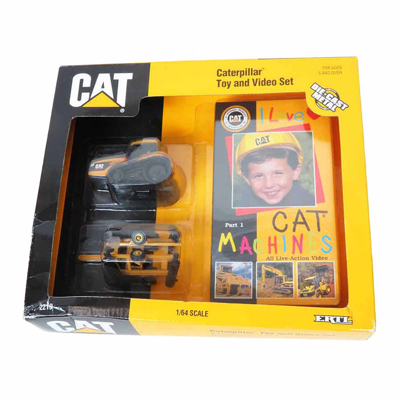 1/64 Caterpillar Tractor, Disk, and I Love Cat Machines VHS Set
