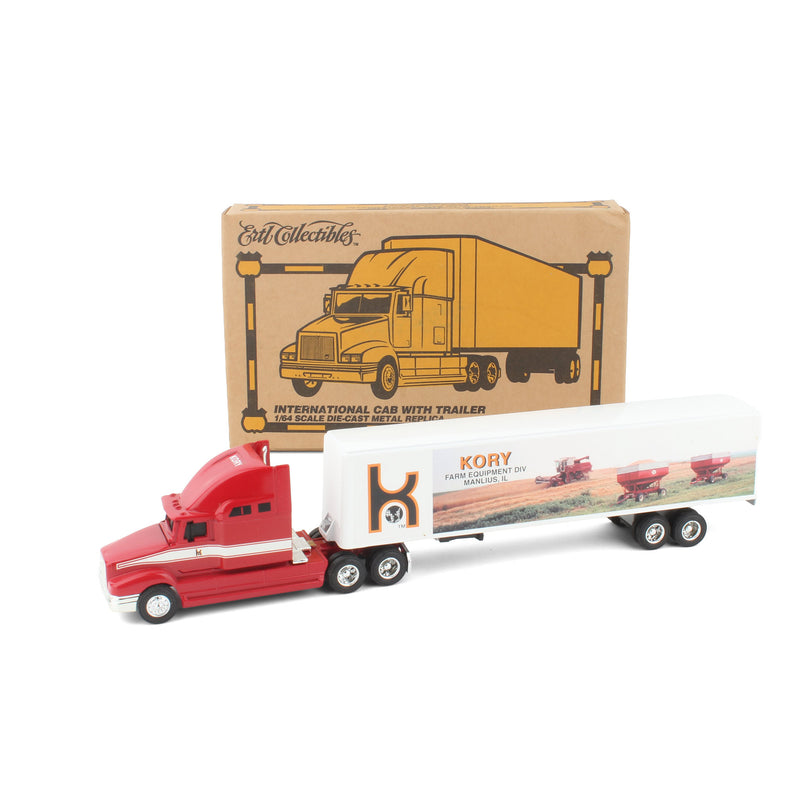 1/64 International 9400 Pro Sleeper with Kory Farm Equipment Div Manlius IL Box Trailer by ERTL