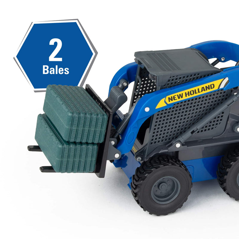 1/16 Big Farm New Holland Skid Steer Farm Set with Lights, Sounds, Farm Animal, & Accessories