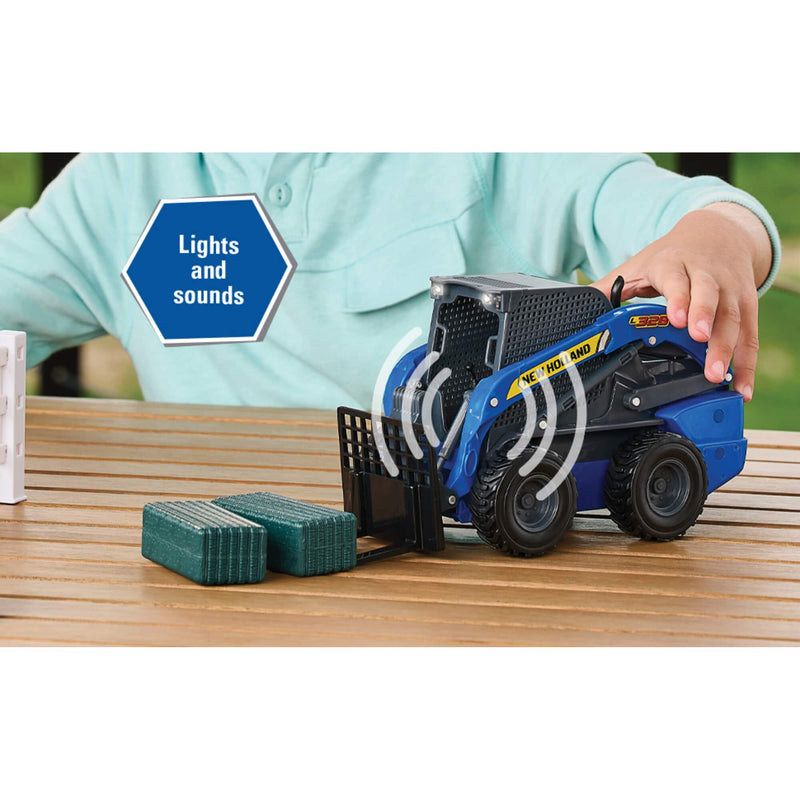 1/16 Big Farm New Holland Skid Steer Farm Set with Lights, Sounds, Farm Animal, & Accessories