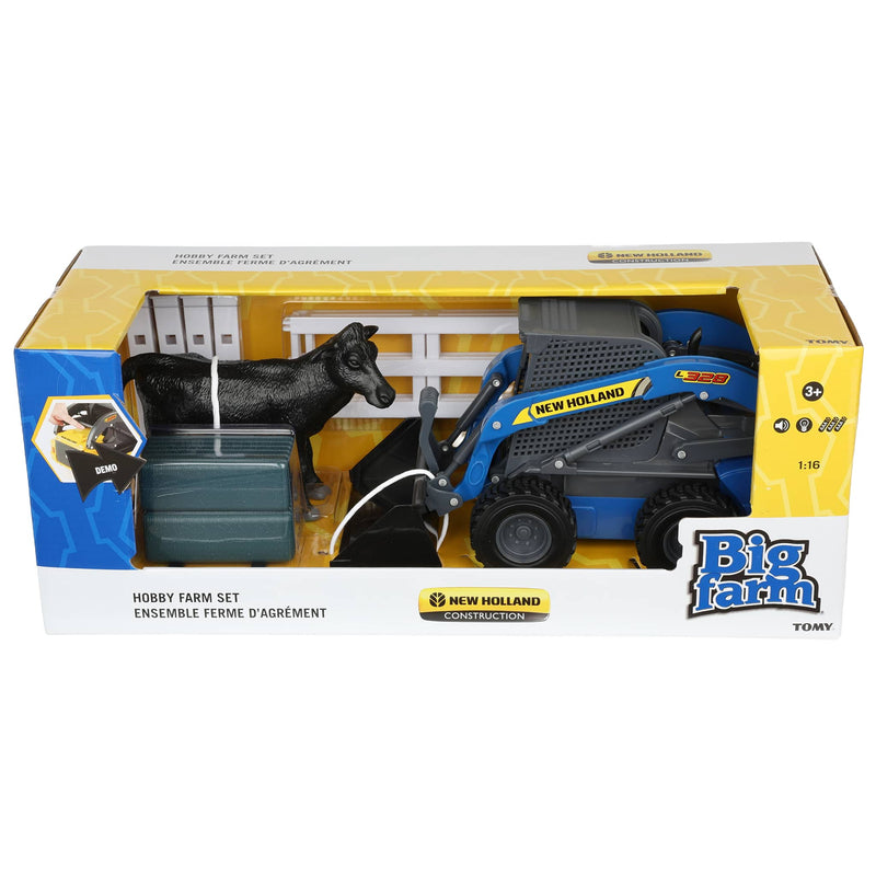 1/16 Big Farm New Holland Skid Steer Farm Set with Lights, Sounds, Farm Animal, & Accessories