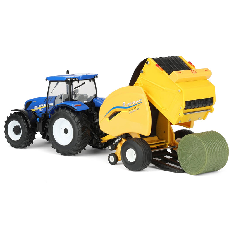 1/32 New Holland T6.175 Tractor with 561 Roll-Belt Baler & 3 Round Bales by ERTL