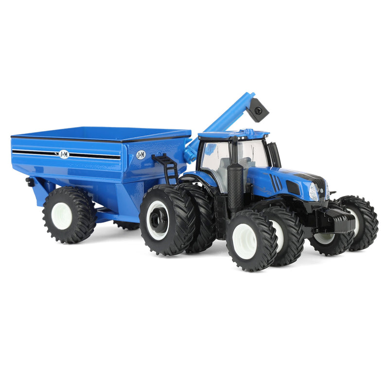 1/64 New Holland T8.385 Tractor with Blue J&M Grain Cart by ERTL