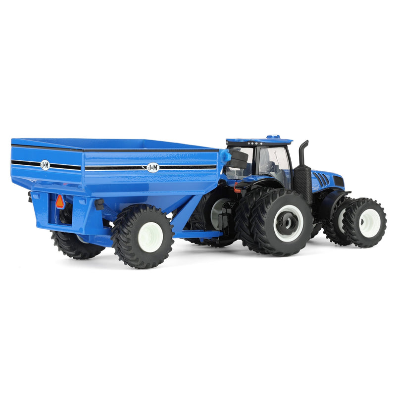 1/64 New Holland T8.385 Tractor with Blue J&M Grain Cart by ERTL