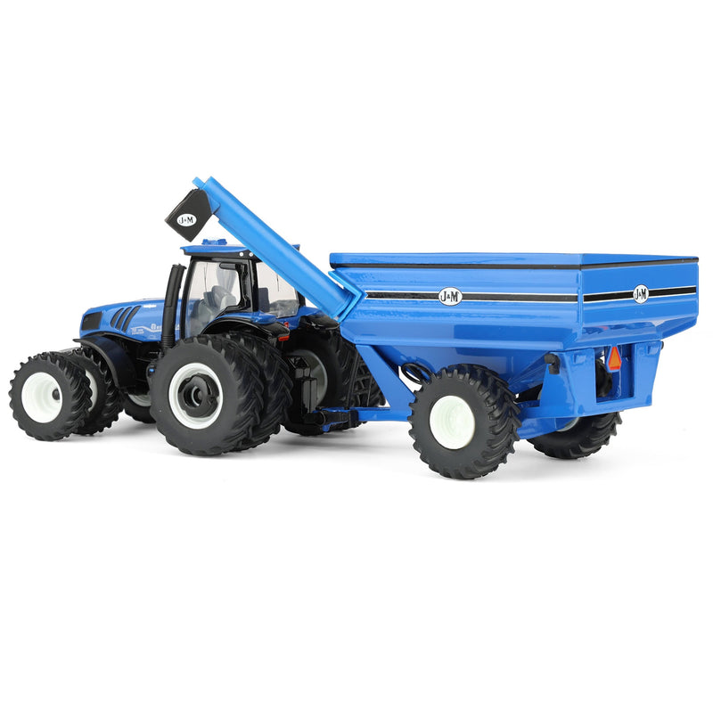 1/64 New Holland T8.385 Tractor with Blue J&M Grain Cart by ERTL