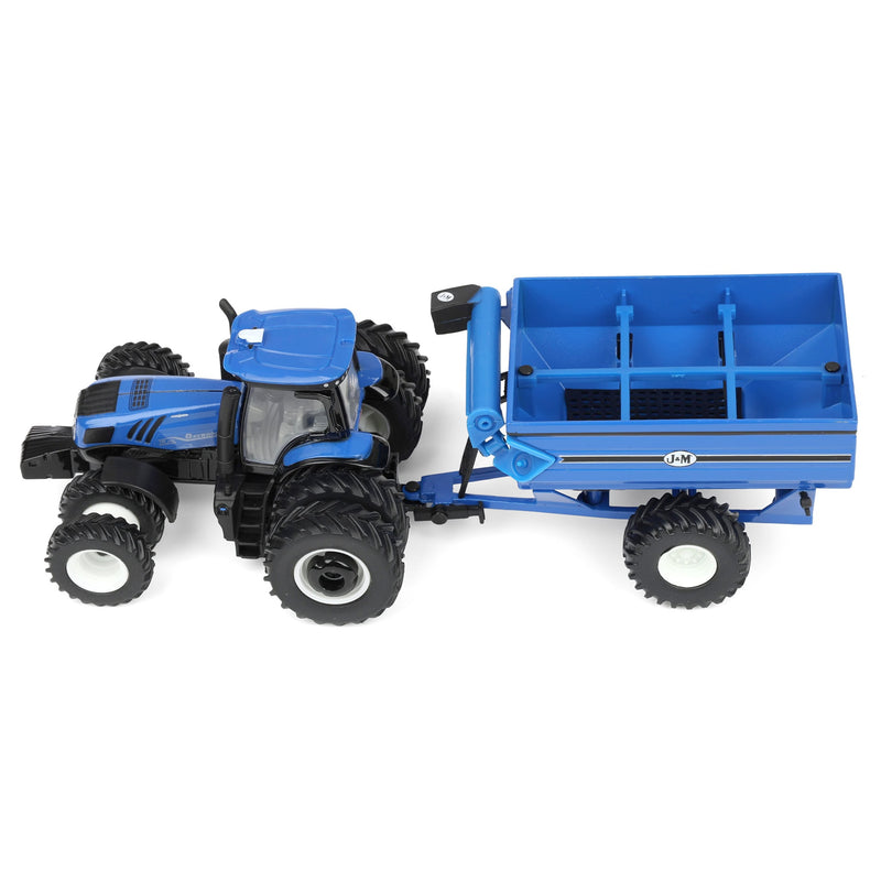 1/64 New Holland T8.385 Tractor with Blue J&M Grain Cart by ERTL