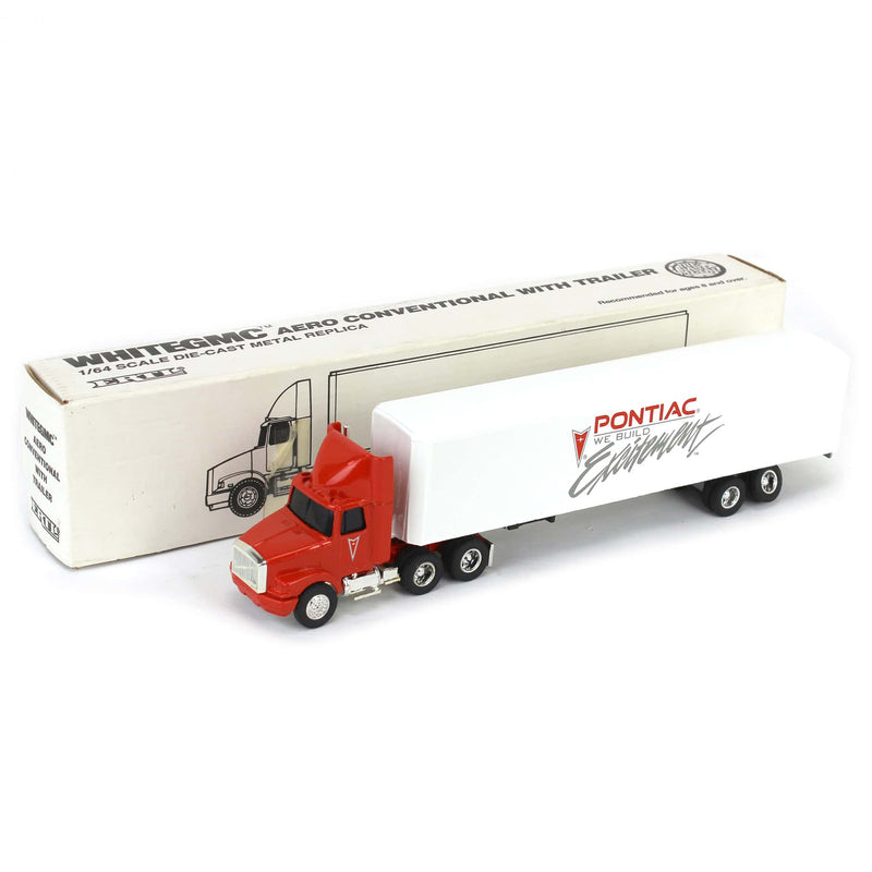 1/64 WhiteGMC Aero Conventional Cab w/ Pontiac Box Trailer by ERTL