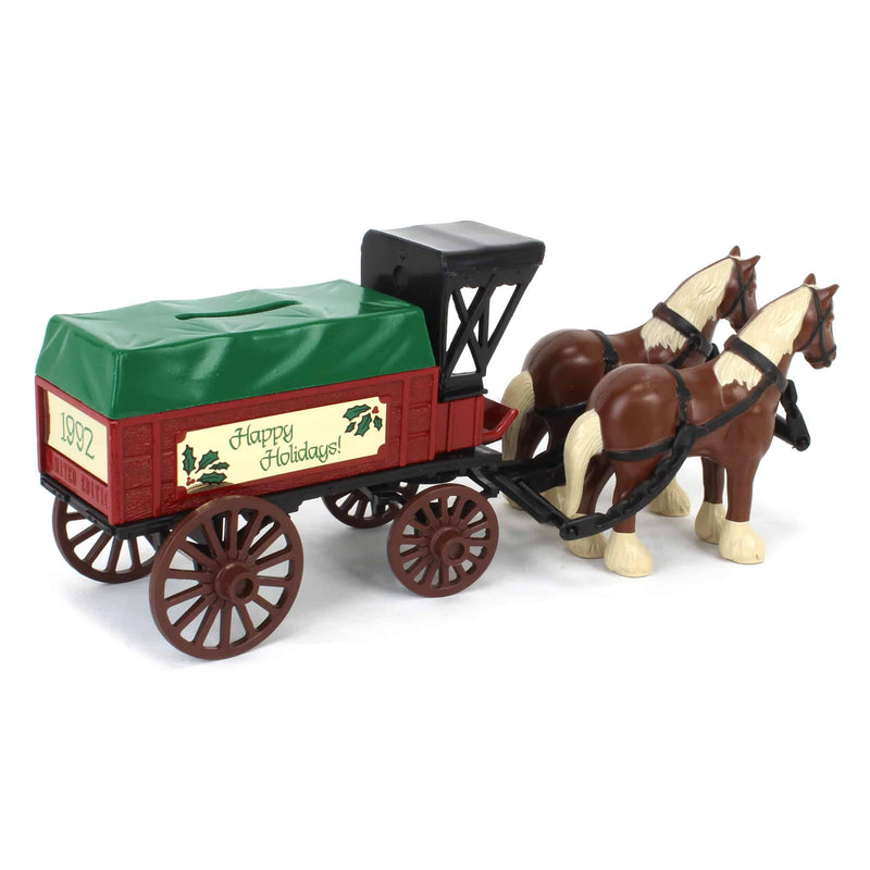 ERTL Diecast Horse Drawn Cart Gift Bank, Happy Holidays