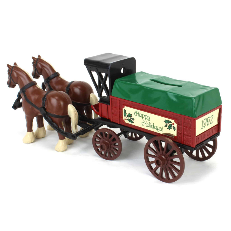 ERTL Diecast Horse Drawn Cart Gift Bank, Happy Holidays