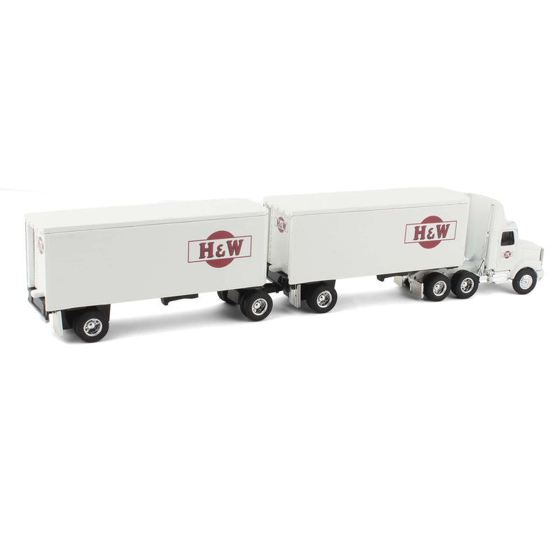 1/64 WhiteGMC Aero Conventional Cab Semi Truck with Pup Trailers, H&W by ERTL