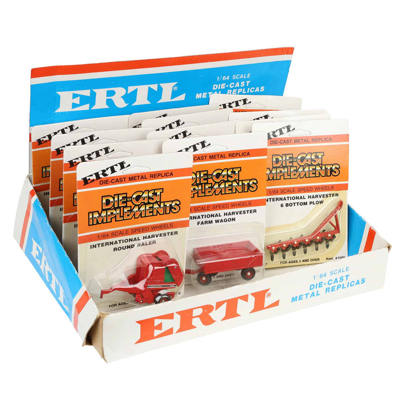 1970s/1980s ERTL Store Counter Advertising Display Box with Twelve (12) NOS 1/64 IH Implements