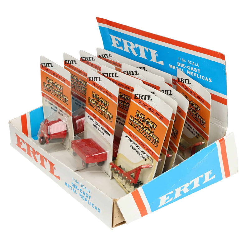 1970s/1980s ERTL Store Counter Advertising Display Box with Twelve (12) NOS 1/64 IH Implements