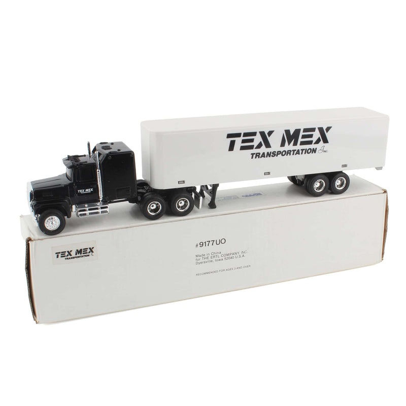 1/64 Ford LTL-9000 with Sleeper Semi Truck & Tex Mex Transportation Box Trailer by ERTL