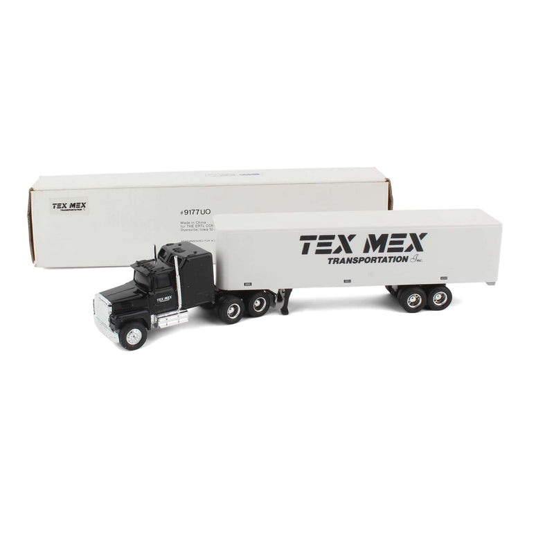 1/64 Ford LTL-9000 with Sleeper Semi Truck & Tex Mex Transportation Box Trailer by ERTL