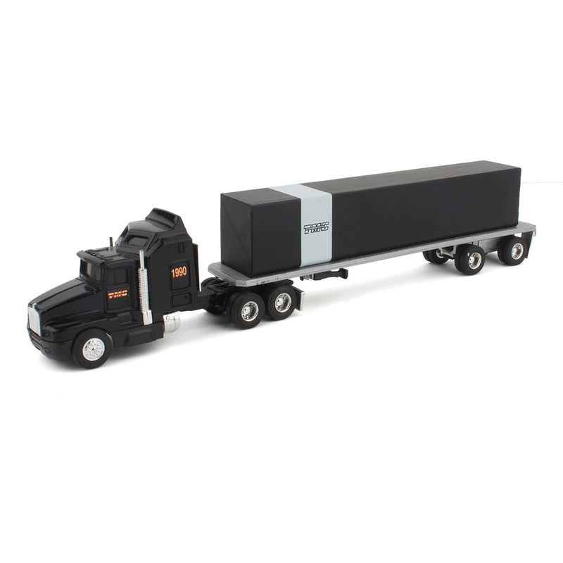 1/64 1990 Kenworth T600A Semi Truck with Flatbed Trailer Load, TMC deco by ERTL