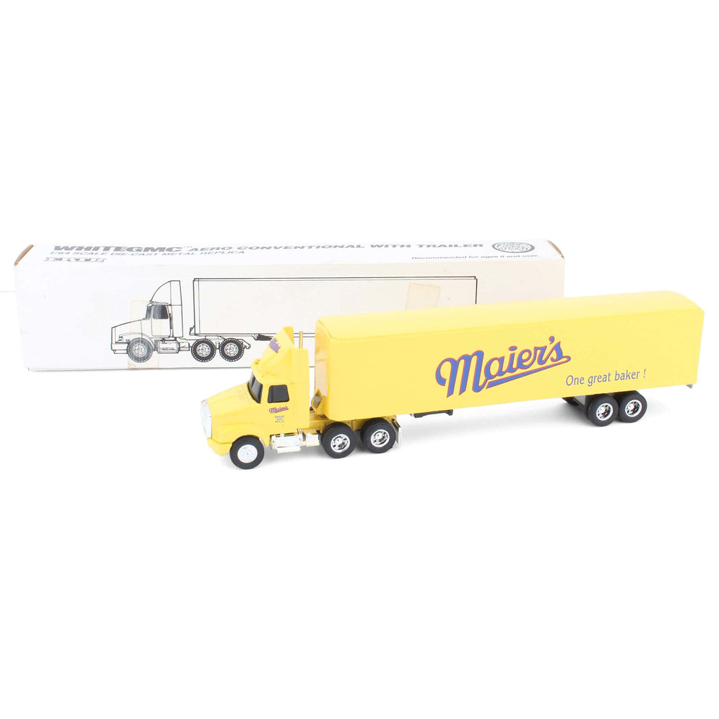 1/64 WhiteGMC Aero Conventional Semi with Maier's Bakery Trailer