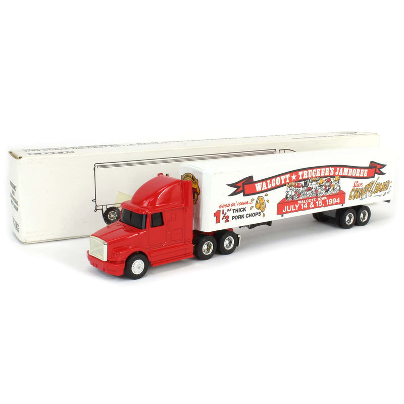 1/64 WhiteGMC Aero Intergal Sleeper Cab w/ 1994 Walcott Trucker's Jamboree Box Trailer by ERTL