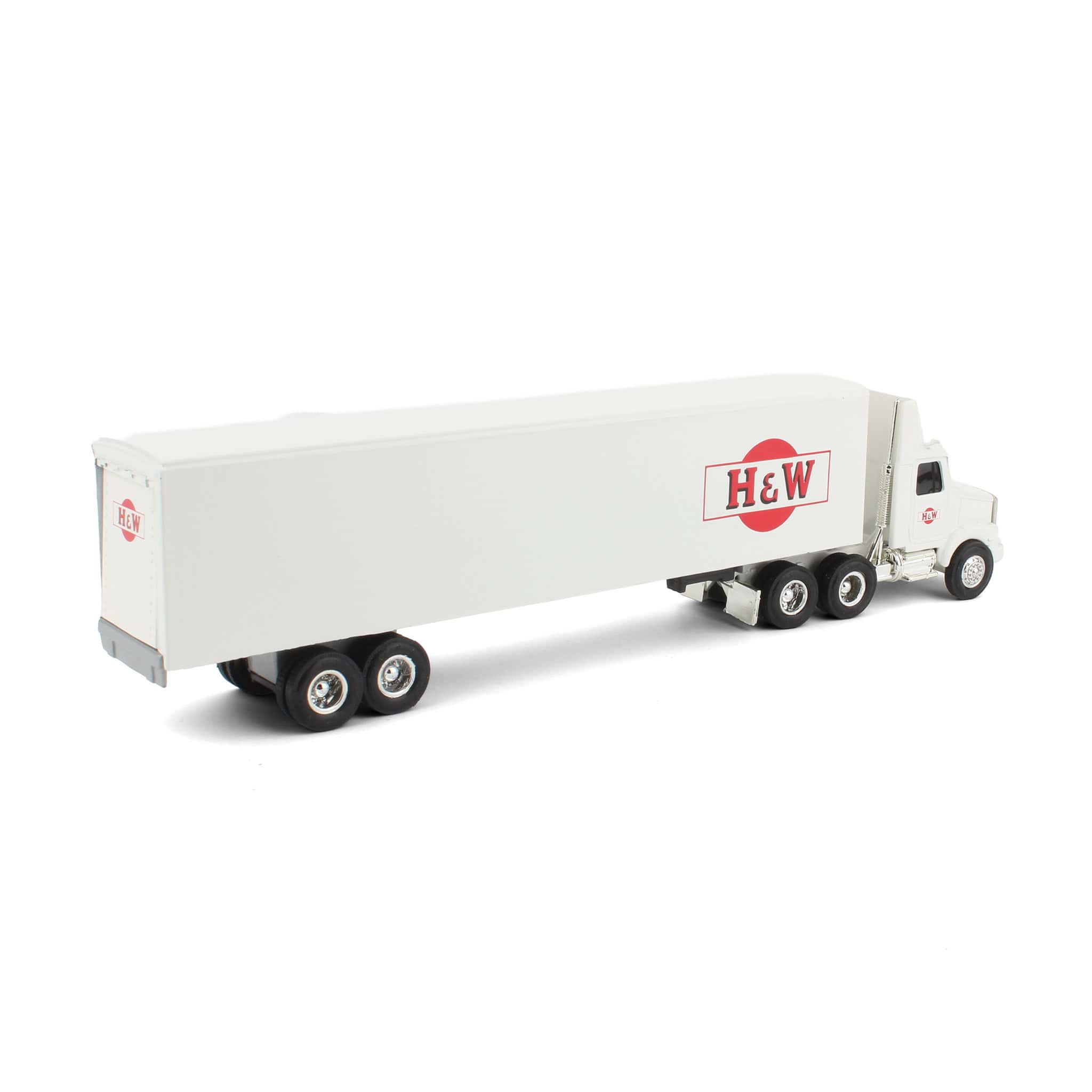 1/64 WhiteGMC Aero Conventional Cab Semi Truck & Box Trailer, H&W