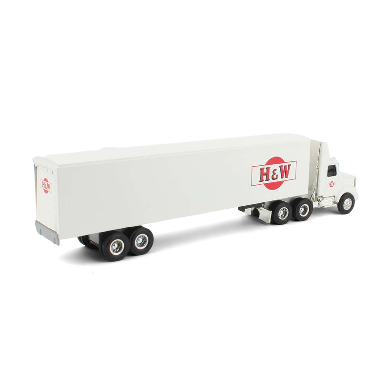 1/64 WhiteGMC Aero Conventional Cab Semi Truck & Box Trailer, H&W Motor Express by ERTLL