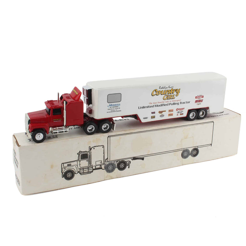 1/64 Ford LTL-9000 with Sleeper Semi Truck, Rodalyn Knox Country Girl Pulling Tractor Deco by ERTL