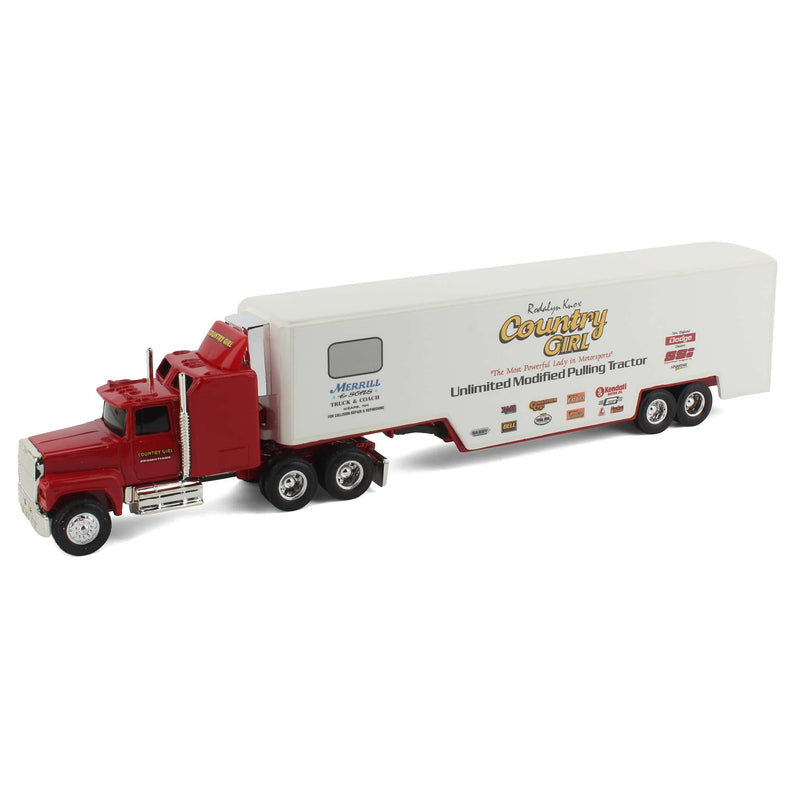 1/64 Ford LTL-9000 with Sleeper Semi Truck, Rodalyn Knox Country Girl Pulling Tractor Deco by ERTL