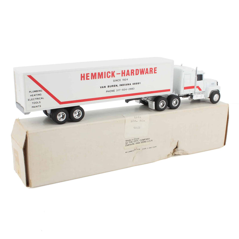 1/64 Ford LTL-9000 with Sleeper Semi Truck and Box Trailer, Hemmick Hardware by ERTL