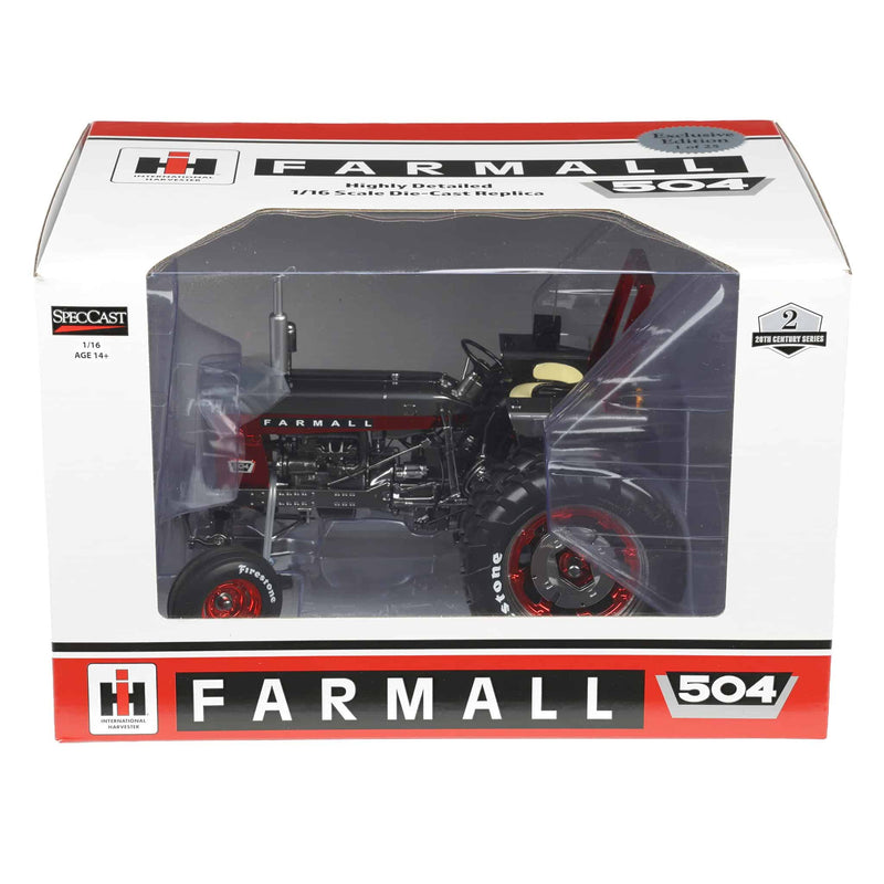 Red & Gun Metal Chrome Set ~ 1/16 Farmall 504 Tractor with Firestone Tires & ROPS by SpecCast, 2nd in Outback Toys Exclusive 20th Century Series
