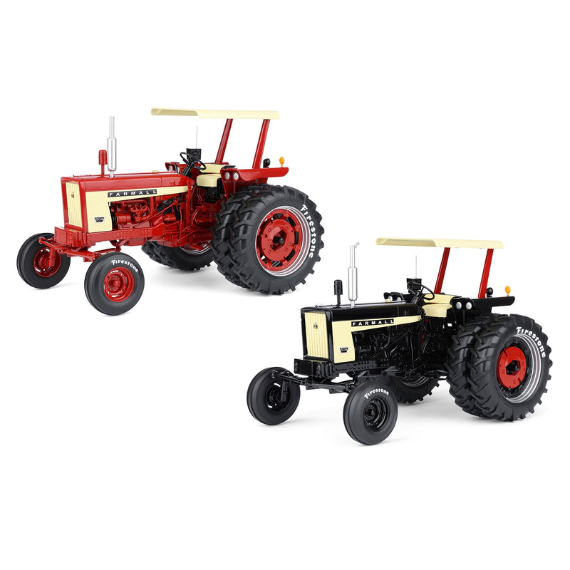 Set of 2 ~ 1/16 Farmall 504 Tractors with Firestone Tires & Canopy by SpecCast, 2nd in Outback Toys Exclusive 20th Century Series