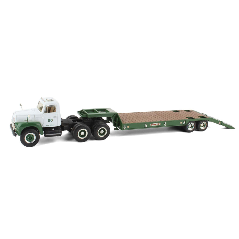 1/34 International RF-200 Tandem Axle Truck with Lowboy Trailer, Oliver Tractor Deco by First Gear Inc