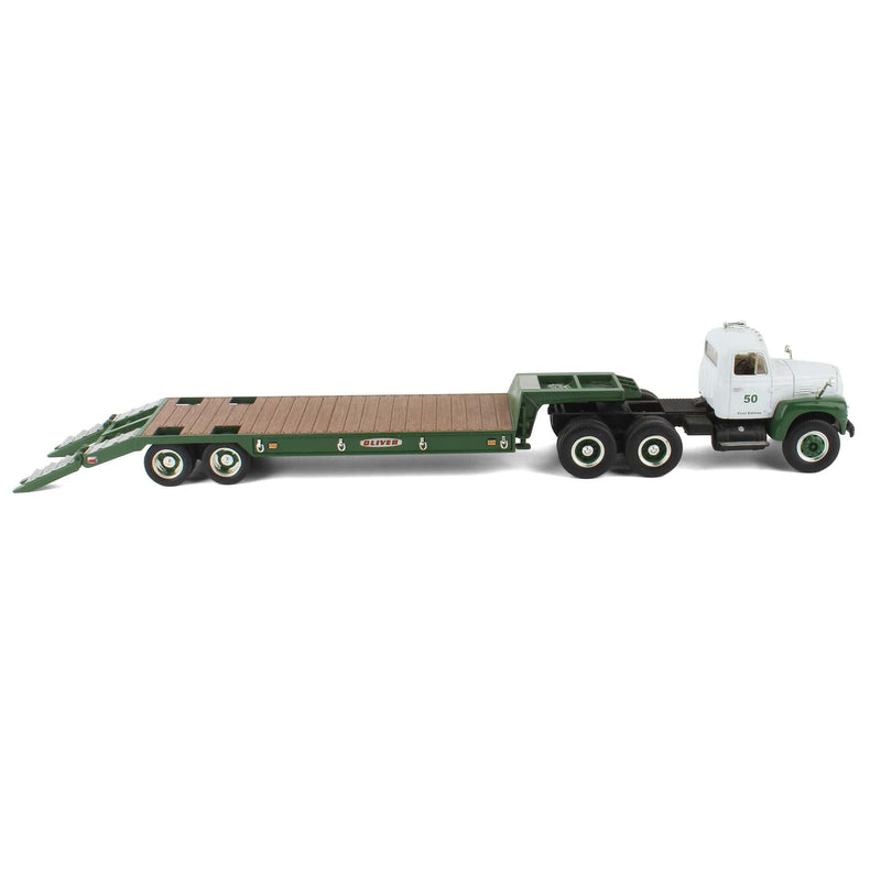 1/34 International RF-200 Tandem Axle Truck with Lowboy Trailer, Oliver Tractor Deco by First Gear Inc