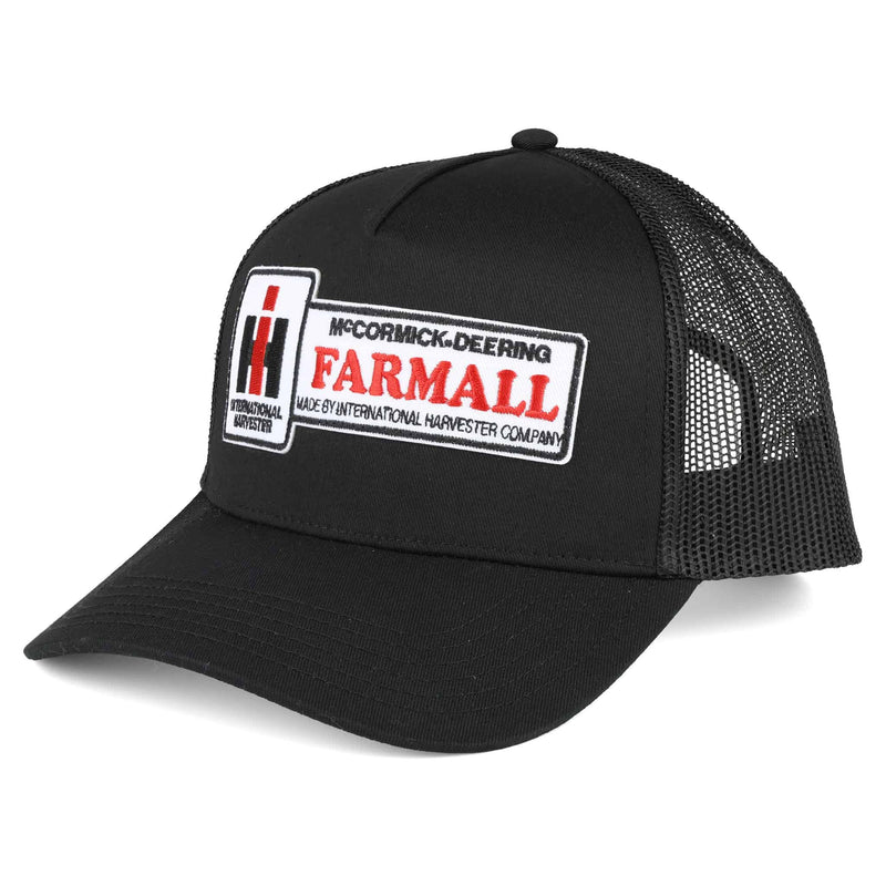 Black McCormick Deering Farmall Logo Mesh Back Trucker Hat
