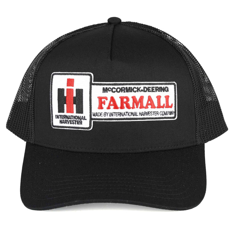 Black McCormick Deering Farmall Logo Mesh Back Trucker Hat