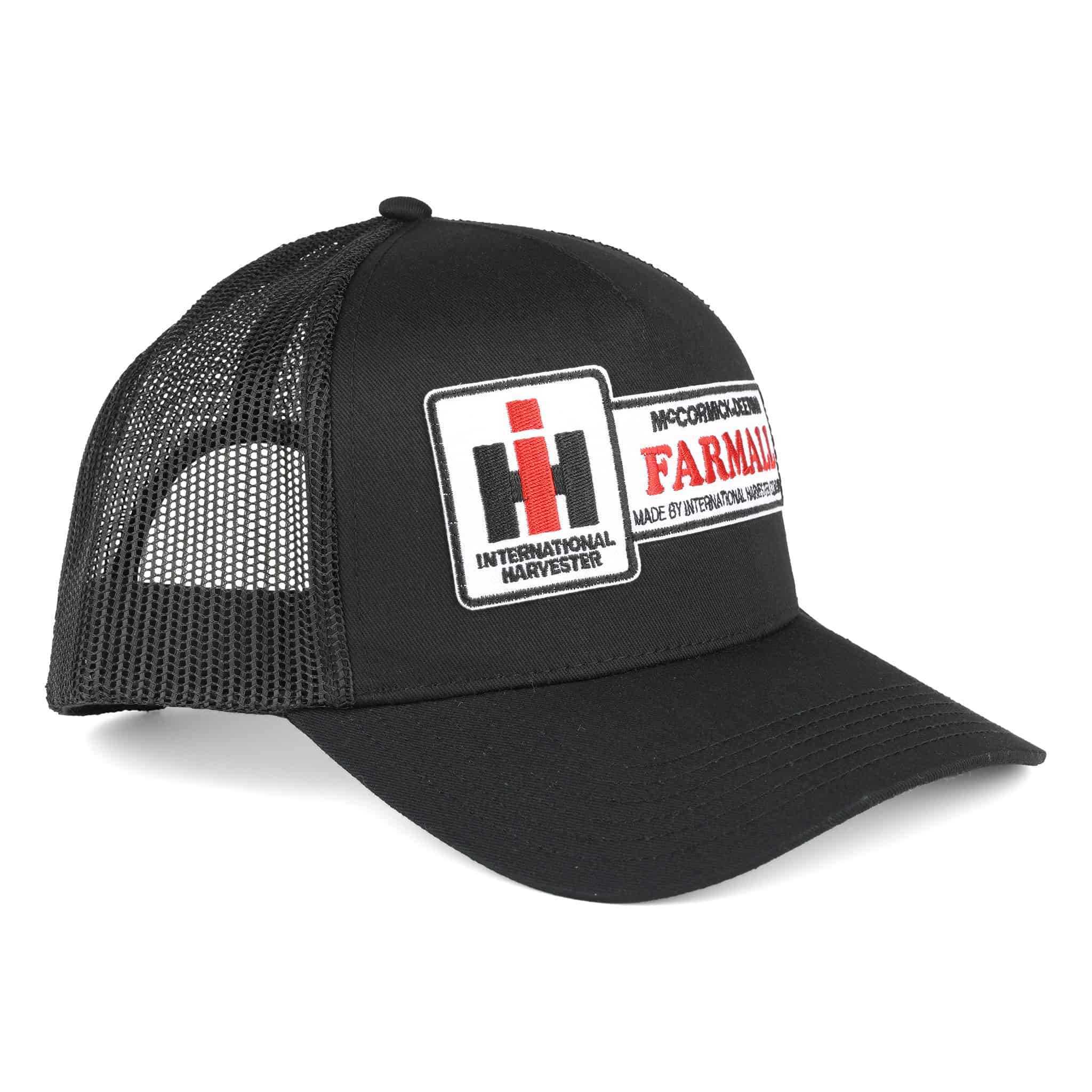 Black McCormick Deering Farmall Logo Mesh Back Trucker Hat — Outback Toys