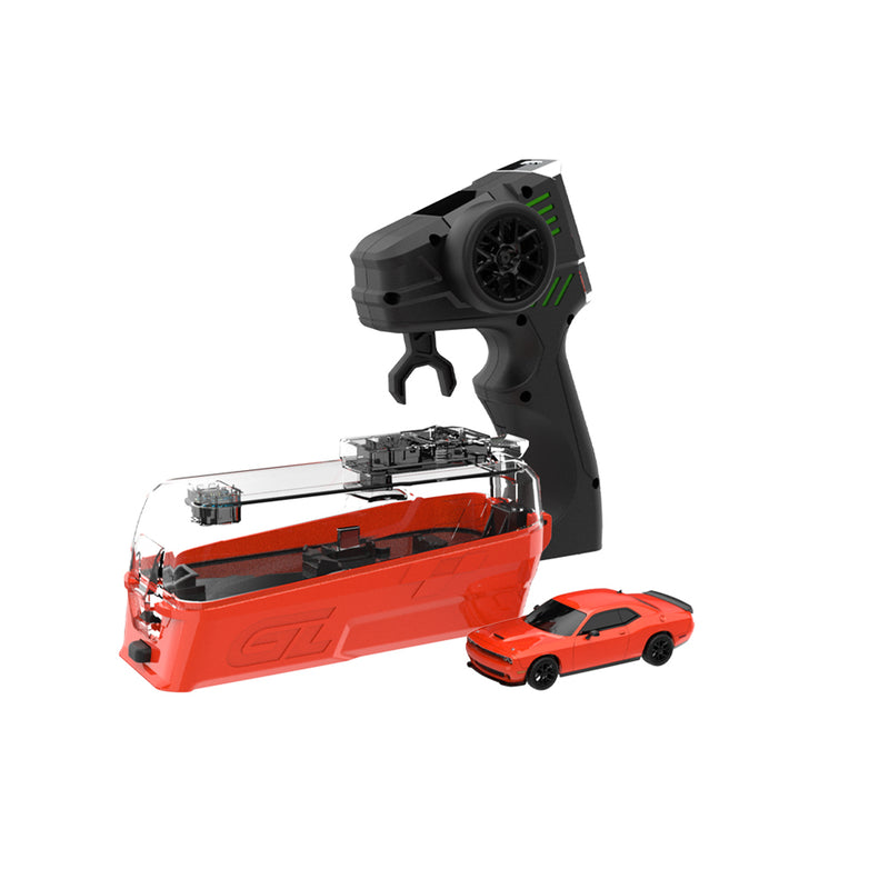 1/64 2022 Dodge Challenger Gen III SRT Hellcat (Widebody) Remote Control Car Combo Set with Controller & Case, Go Mango, The Factory Fresh Series by GreenLight Collectibles