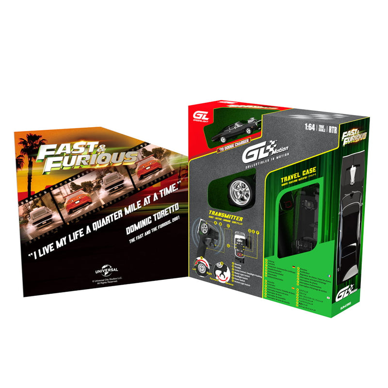 1/64 1970 Dodge Charger R/T Remote Control Car Combo Set with Controller & Case, The Fast & the Furious Dom's Charger by GreenLight Collectibles