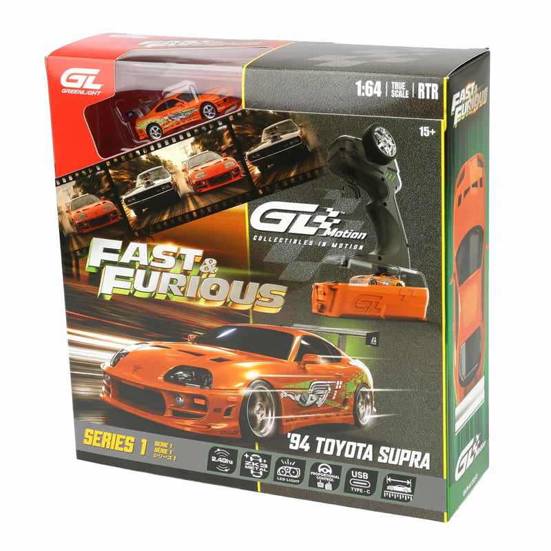 1/64 1994 Toyota Supra A80 Remote Control Car Combo Set with Controller & Case, The Fast & the Furious Brian's Supra by GreenLight Collectibles